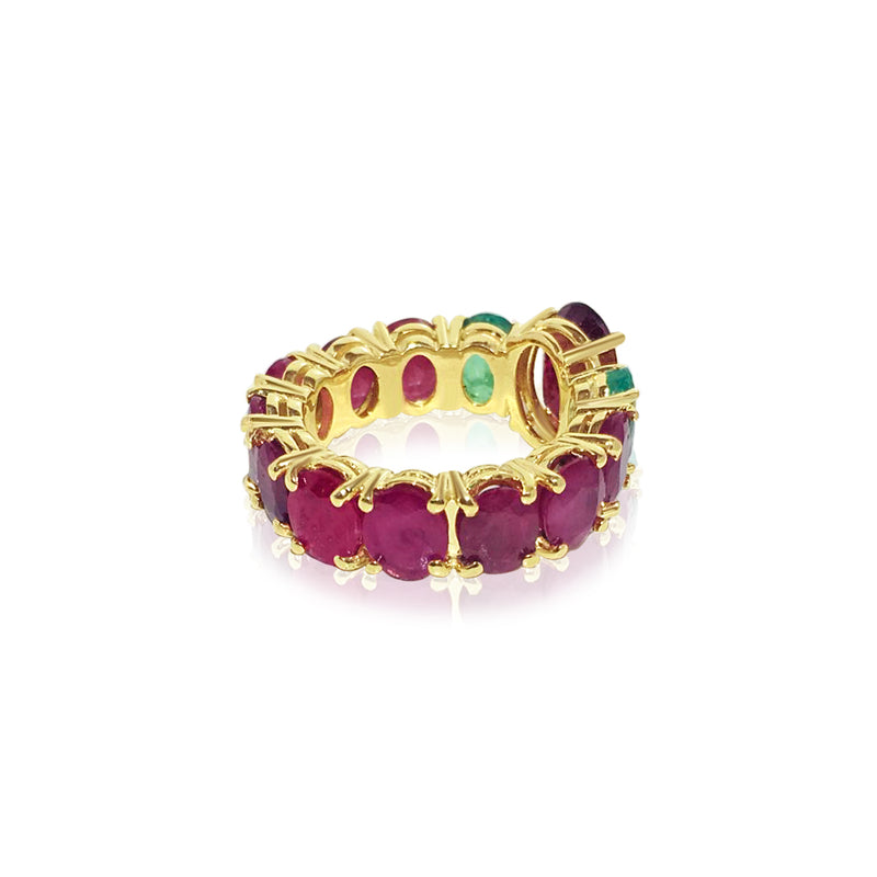 GIA Cert, 12.70 CT Ruby & Emerald; 14k Yellow Gold Ring - Prince The Jeweler gia-cert-12-70-ct-ruby-emerald-14k-yellow-gold-ring, Rings