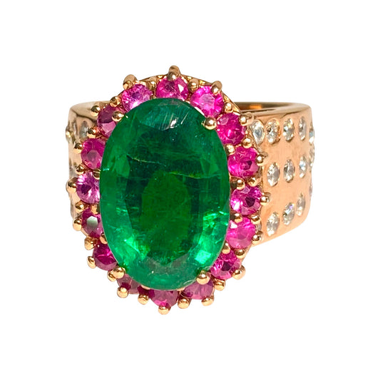 18k Gold, 9.80 Carat Emerald Ruby & Diamond Ring (GIA) - Prince The Jeweler 18k-gold-9-80-carat-emerald-ruby-diamond-ring-gia, Rings, wk_end_auction