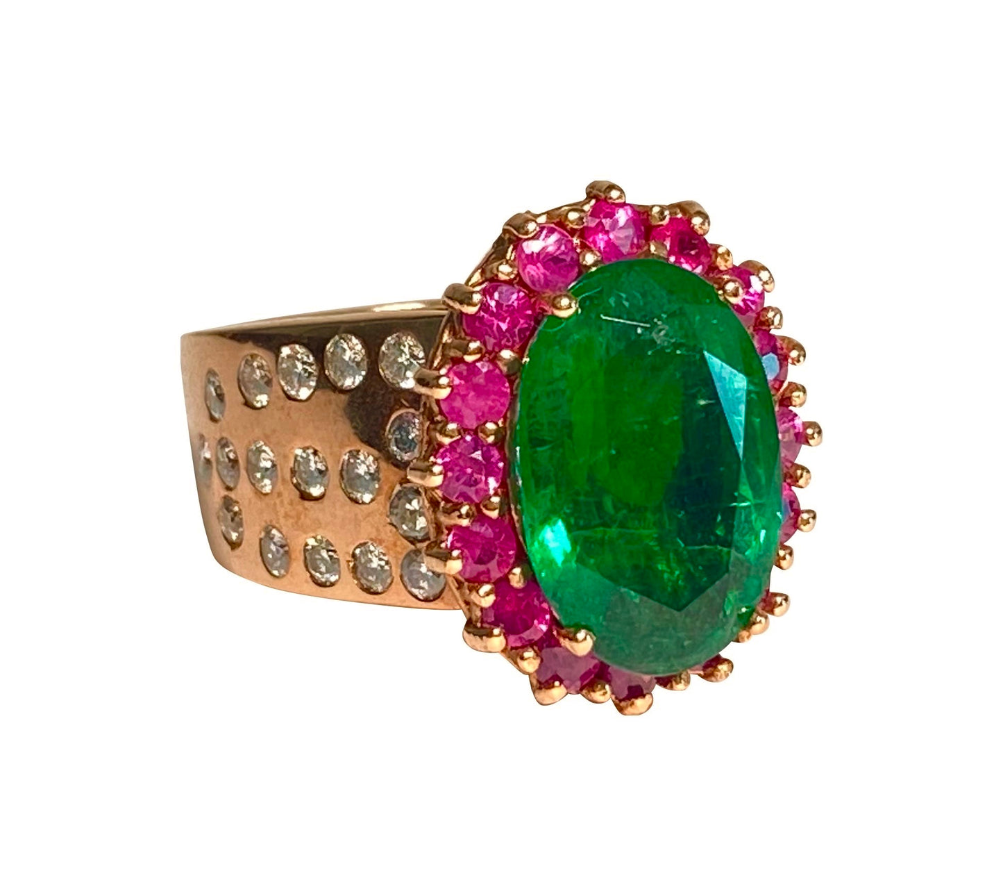 18k Gold, 9.80 Carat Emerald Ruby & Diamond Ring (GIA) - Prince The Jeweler 18k-gold-9-80-carat-emerald-ruby-diamond-ring-gia, Rings, wk_end_auction