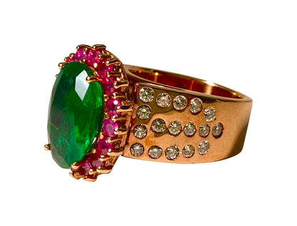 18k Gold, 9.80 Carat Emerald Ruby & Diamond Ring (GIA) - Prince The Jeweler 18k-gold-9-80-carat-emerald-ruby-diamond-ring-gia, Rings, wk_end_auction