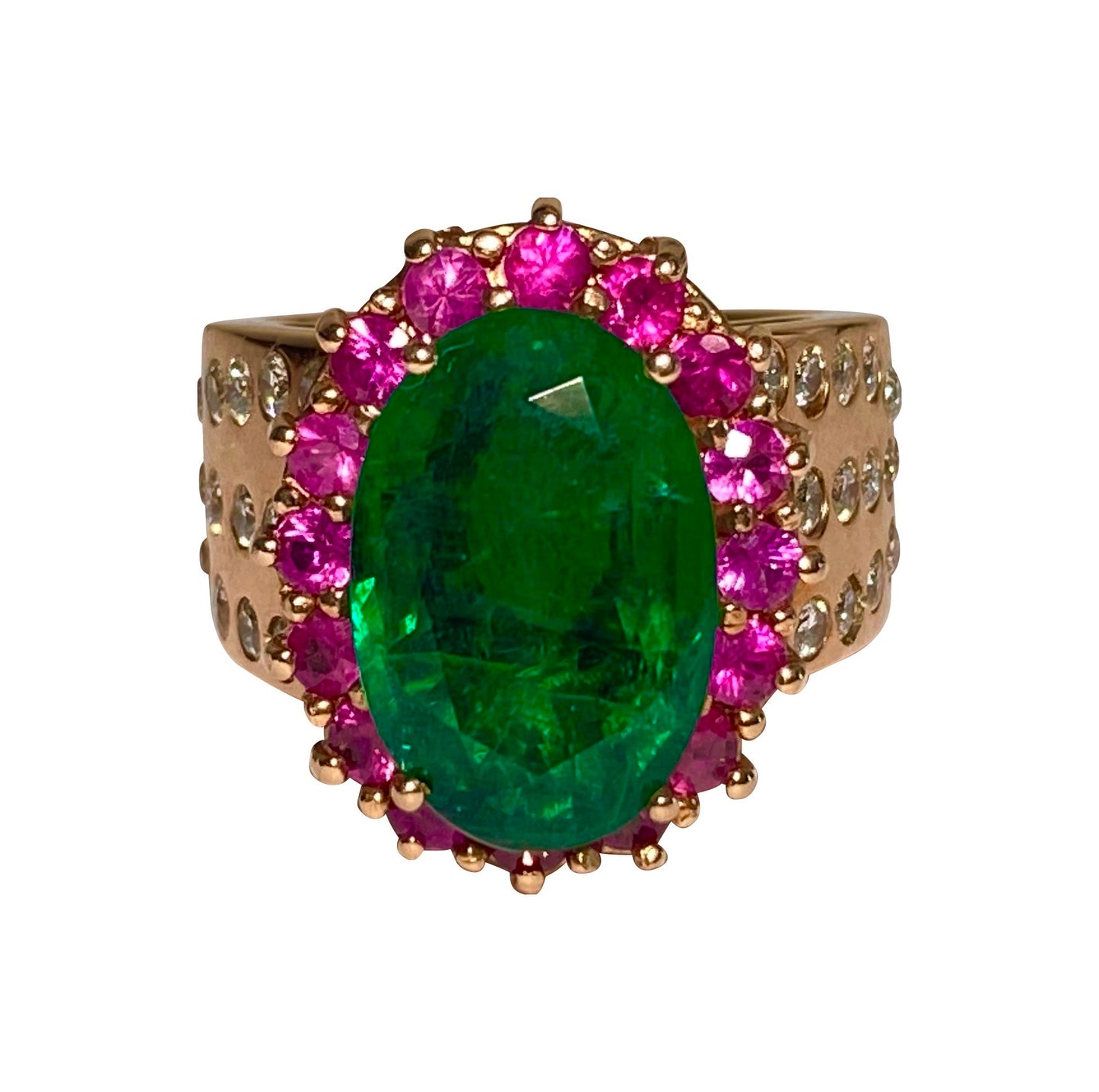 18k Gold, 9.80 Carat Emerald Ruby & Diamond Ring (GIA) - Prince The Jeweler 18k-gold-9-80-carat-emerald-ruby-diamond-ring-gia, Rings, wk_end_auction