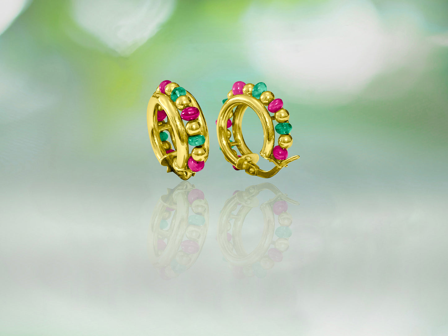 Ruby & Emerald Earrings for her in 18 Yellow Gold. - Prince The Jeweler ruby-emerald-earrings-for-her-in-18-yellow-gold, Earrings