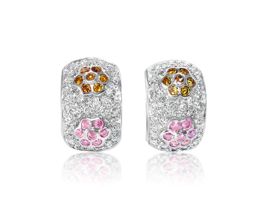 2.0 CT white, pink & yellow diamonds in 14k earrings - Prince The Jeweler 2-0-ct-white-pink-yellow-diamonds-in-14k-earrings, Earrings