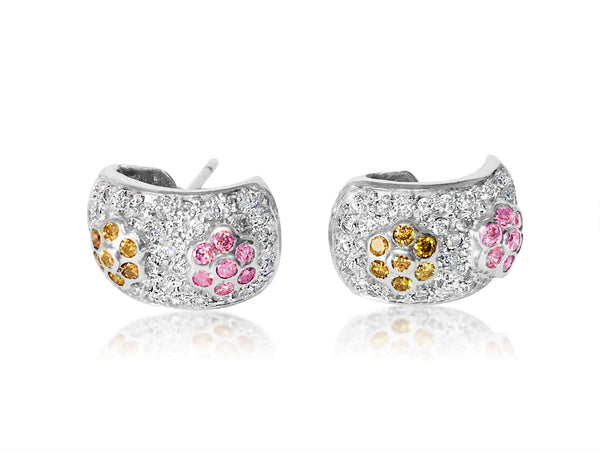 2.0 CT white, pink & yellow diamonds in 14k earrings - Prince The Jeweler 2-0-ct-white-pink-yellow-diamonds-in-14k-earrings, Earrings