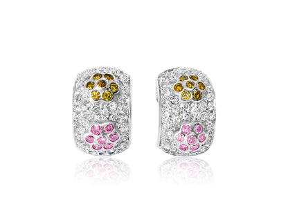 2.0 CT white, pink & yellow diamonds in 14k earrings - Prince The Jeweler 2-0-ct-white-pink-yellow-diamonds-in-14k-earrings, Earrings