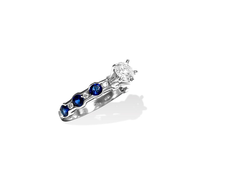14k Gold, Blue Sapphire & Diamond Engagement Ring - Prince The Jeweler 14k-gold-blue-sapphire-diamond-engagement-ring, Rings