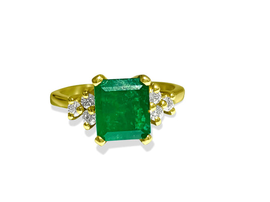 2.50 Carat Emerald and Diamond Ring in 14k Yellow Gold - Prince The Jeweler 2-50-carat-emerald-and-diamond-ring-in-14k-yellow-gold, Rings