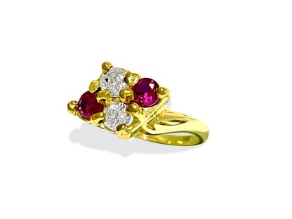 14k Gold, 0.40 Carat Diamond & Ruby Ring. 100% Natural - Prince The Jeweler 14k-gold-0-40-carat-diamond-ruby-ring-100-natural, Rings