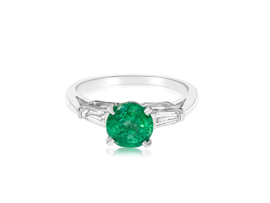 Ladies Platinum Emerald & VVS Diamond Wedding Ring - Prince The Jeweler ladies-platinum-emerald-vvs-diamond-wedding-ring, Rings