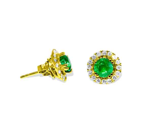 2.90 Carat Emerald & G color Diamond Studs in 14K Gold - Prince The Jeweler 2-90-carat-emerald-g-color-diamond-studs-in-14k-gold, Earrings