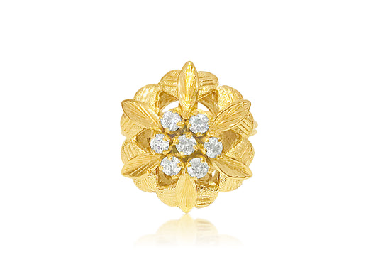 Vintage Open Flower Ladies Diamond & Gold Ring - Prince The Jeweler vintage-open-flower-ladies-diamond-gold-ring, Rings