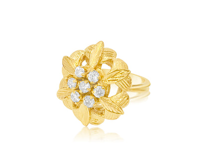 Vintage Open Flower Ladies Diamond & Gold Ring - Prince The Jeweler vintage-open-flower-ladies-diamond-gold-ring, Rings