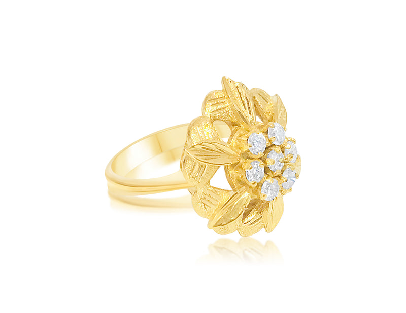 Vintage Open Flower Ladies Diamond & Gold Ring - Prince The Jeweler vintage-open-flower-ladies-diamond-gold-ring, Rings