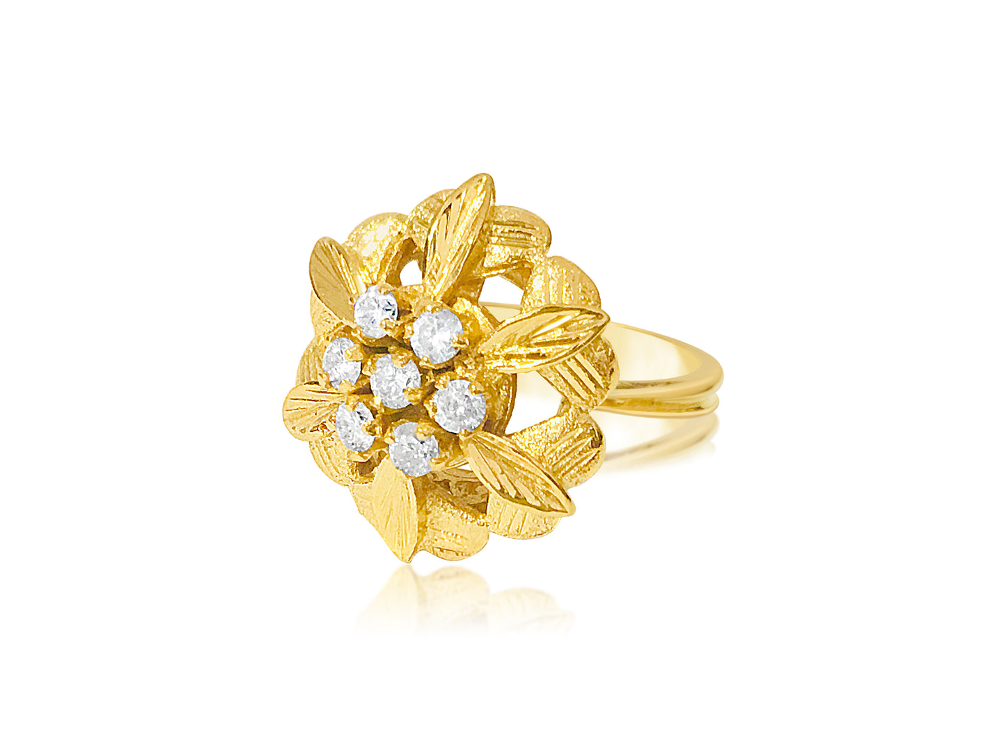 Vintage Open Flower Ladies Diamond & Gold Ring - Prince The Jeweler vintage-open-flower-ladies-diamond-gold-ring, Rings