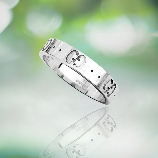 18K White Gold Gucci Icon Band. Made In Italy - Prince The Jeweler 18k-white-gold-gucci-icon-band-made-in-italy, Rings