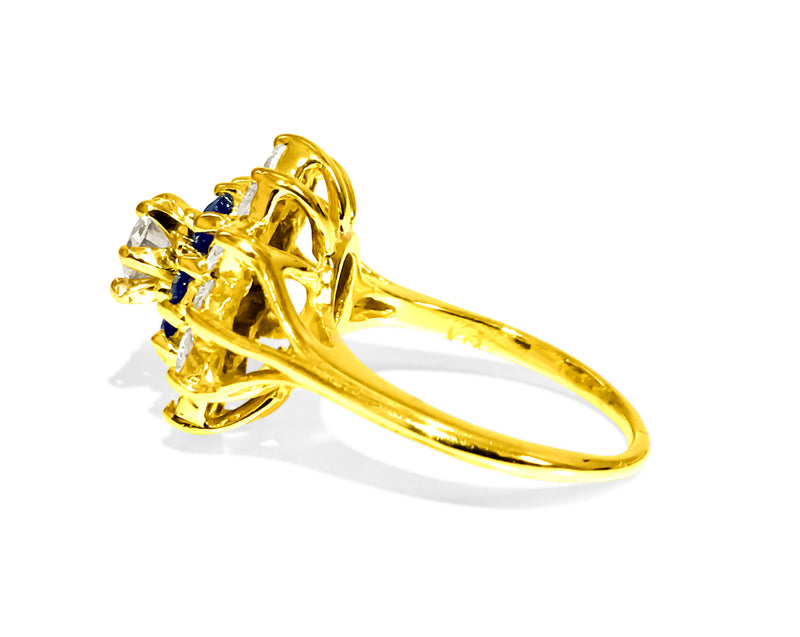 18K Gold. 2.12 Carat Diamond and Blue Sapphire Ring - Prince The Jeweler 18k-gold-2-12-carat-diamond-and-blue-sapphire-ring, Rings