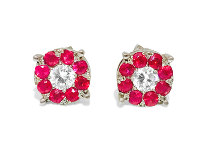 1.30 Carat Diamond & Ruby Studs in 14K White Gold - Prince The Jeweler 1-30-carat-diamond-ruby-studs-in-14k-white-gold, Earrings