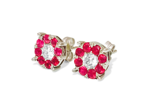 1.30 Carat Diamond & Ruby Studs in 14K White Gold - Prince The Jeweler 1-30-carat-diamond-ruby-studs-in-14k-white-gold, Earrings