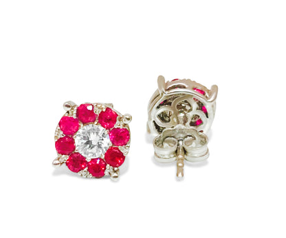 1.30 Carat Diamond & Ruby Studs in 14K White Gold - Prince The Jeweler 1-30-carat-diamond-ruby-studs-in-14k-white-gold, Earrings