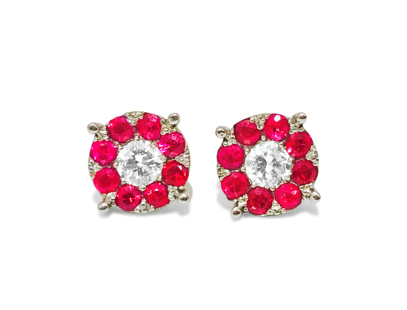 1.30 Carat Diamond & Ruby Studs in 14K White Gold - Prince The Jeweler 1-30-carat-diamond-ruby-studs-in-14k-white-gold, Earrings