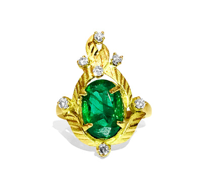 18K Gold, 3.24 Carat Emerald and Diamond Ring - Prince The Jeweler 18k-gold-3-24-carat-emerald-and-diamond-ring, Rings