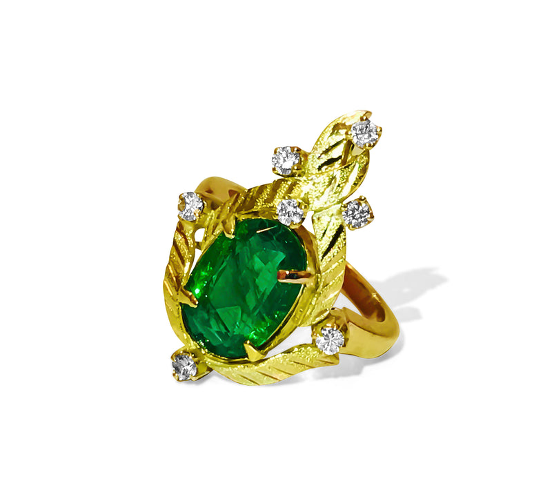 18K Gold, 3.24 Carat Emerald and Diamond Ring - Prince The Jeweler 18k-gold-3-24-carat-emerald-and-diamond-ring, Rings