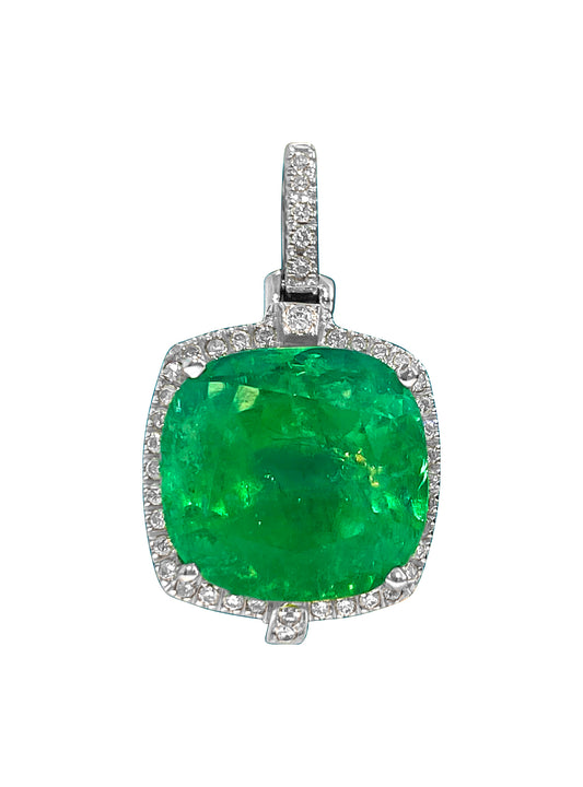 9.65 CT Colombian Emerald & Diamond Necklace, 14K Gold - Prince The Jeweler 9-65-ct-colombian-emerald-diamond-necklace-14k-gold, Necklaces & Pendants