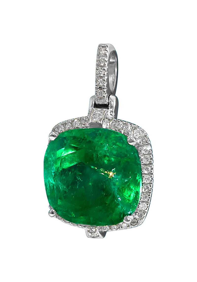9.65 CT Colombian Emerald & Diamond Necklace, 14K Gold - Prince The Jeweler 9-65-ct-colombian-emerald-diamond-necklace-14k-gold, Necklaces & Pendants