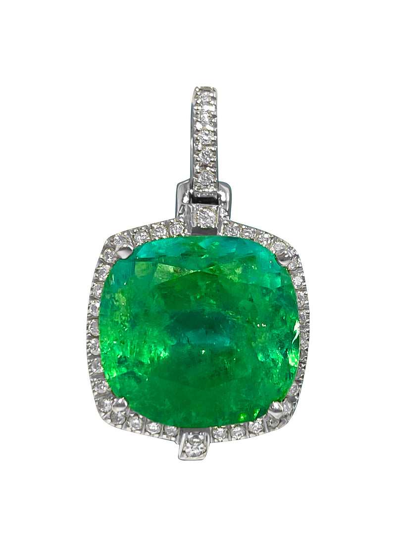 9.65 CT Colombian Emerald & Diamond Necklace, 14K Gold - Prince The Jeweler 9-65-ct-colombian-emerald-diamond-necklace-14k-gold, Necklaces & Pendants