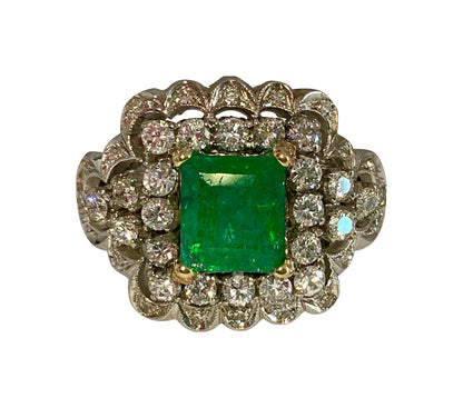 Vintage 18K White Gold, 5.05ct Diamond & Emerald Ring - Prince The Jeweler vintage-18k-white-gold-5-05ct-diamond-emerald-ring, Rings, wk_end_auction