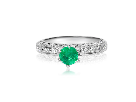 1.00 Carat Diamond & Colombian Emerald Ring in 14K Gold - Prince The Jeweler 1-00-carat-diamond-colombian-emerald-ring-in-14k-gold, Rings, wk_end_auction