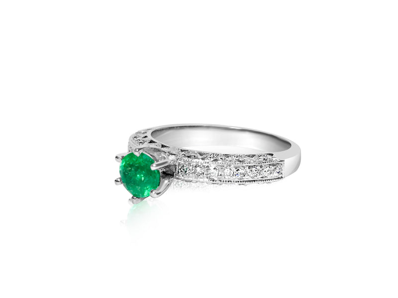 1.00 Carat Diamond & Colombian Emerald Ring in 14K Gold - Prince The Jeweler 1-00-carat-diamond-colombian-emerald-ring-in-14k-gold, Rings, wk_end_auction