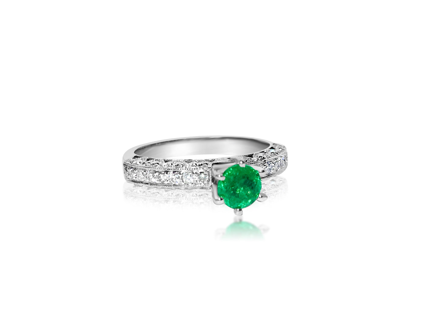 1.00 Carat Diamond & Colombian Emerald Ring in 14K Gold - Prince The Jeweler 1-00-carat-diamond-colombian-emerald-ring-in-14k-gold, Rings, wk_end_auction