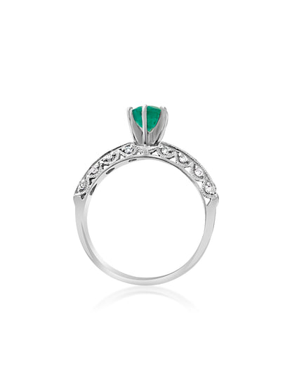 1.00 Carat Diamond & Colombian Emerald Ring in 14K Gold - Prince The Jeweler 1-00-carat-diamond-colombian-emerald-ring-in-14k-gold, Rings, wk_end_auction