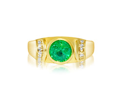 100% natural Emerald & Diamond Ring in 14kt Gold - Prince The Jeweler 100-natural-emerald-diamond-ring-in-14kt-gold, Rings, wk_end_auction
