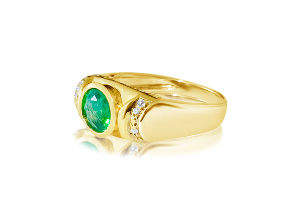 100% natural Emerald & Diamond Ring in 14kt Gold - Prince The Jeweler 100-natural-emerald-diamond-ring-in-14kt-gold, Rings, wk_end_auction