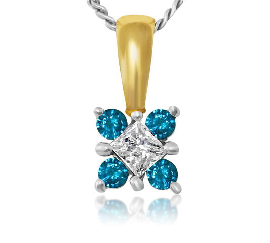 0.60 carat diamond & Blue Diamond in 14k gold pendant. - Prince The Jeweler 0-60-carat-diamond-blue-diamond-in-14k-gold-pendant, Necklaces & Pendants