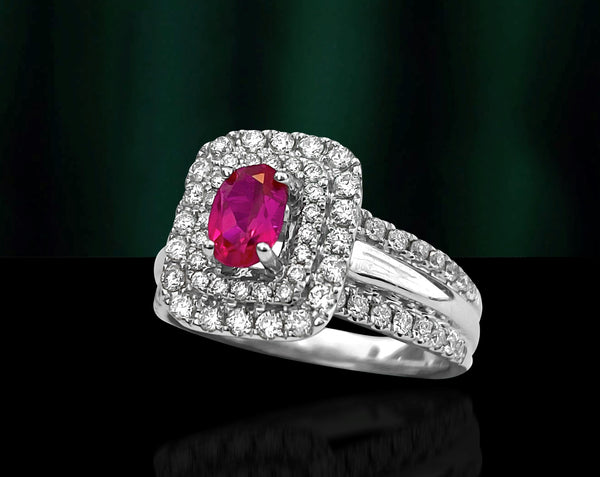 14k White Gold. Ruby & Diamond Ring For Her. - Prince The Jeweler 14k-white-gold-ruby-diamond-ring-for-her, Rings