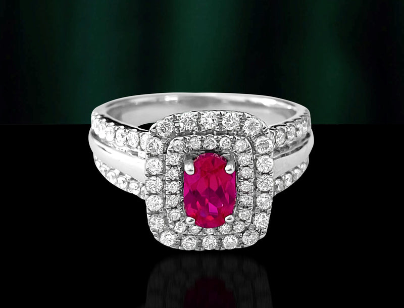 14k White Gold. Ruby & Diamond Ring For Her. - Prince The Jeweler 14k-white-gold-ruby-diamond-ring-for-her, Rings