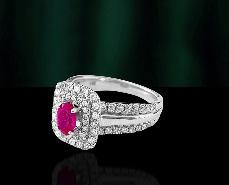 14k White Gold. Ruby & Diamond Ring For Her. - Prince The Jeweler 14k-white-gold-ruby-diamond-ring-for-her, Rings