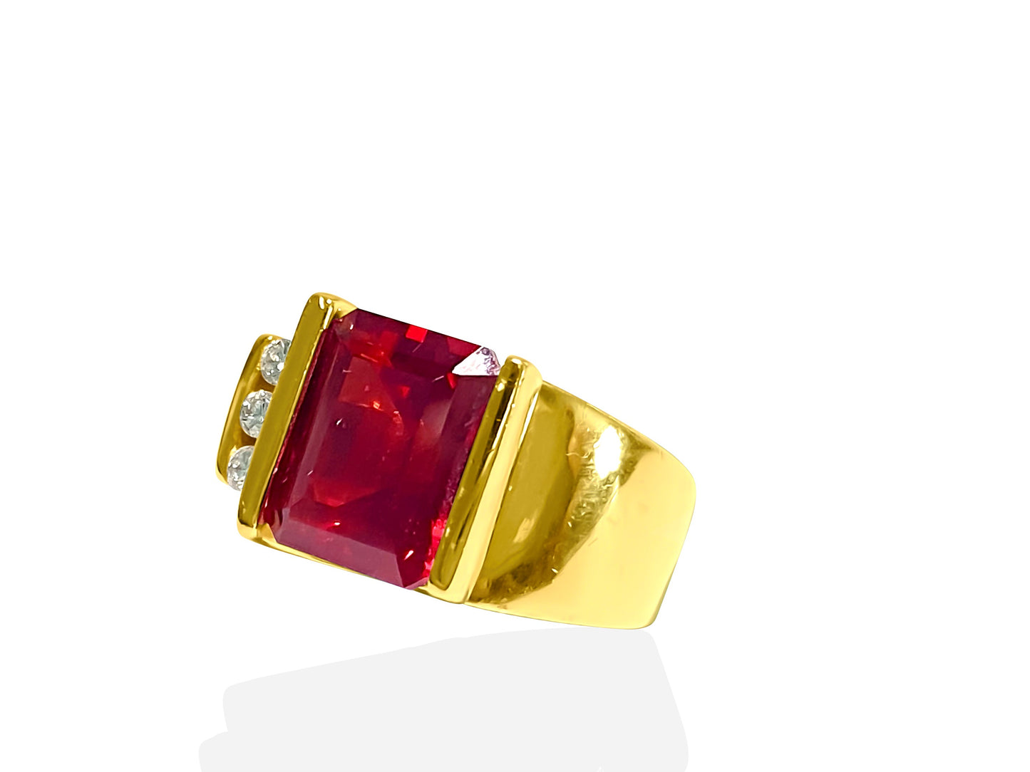 14K Yellow Gold AAA 5.00 Carat Natural Garnet & Diamond Ladies Ring - Prince The Jeweler 14k-gold-aaa-natural-garnet-diamond-ladies-ring, Rings