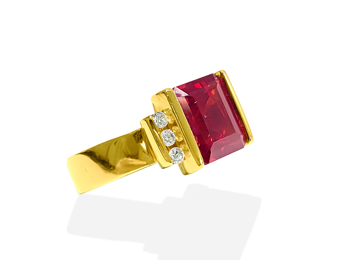 14K Yellow Gold AAA 5.00 Carat Natural Garnet & Diamond Ladies Ring - Prince The Jeweler 14k-gold-aaa-natural-garnet-diamond-ladies-ring, Rings