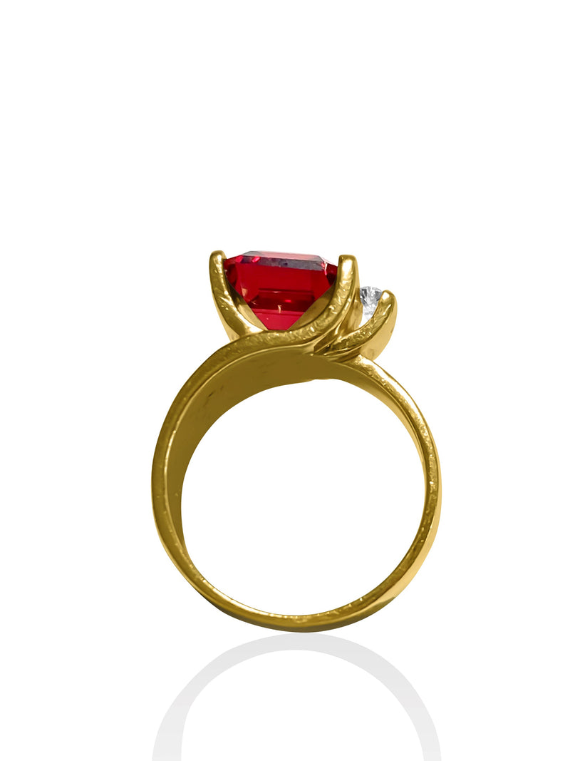 14K Yellow Gold AAA 5.00 Carat Natural Garnet & Diamond Ladies Ring - Prince The Jeweler 14k-gold-aaa-natural-garnet-diamond-ladies-ring, Rings
