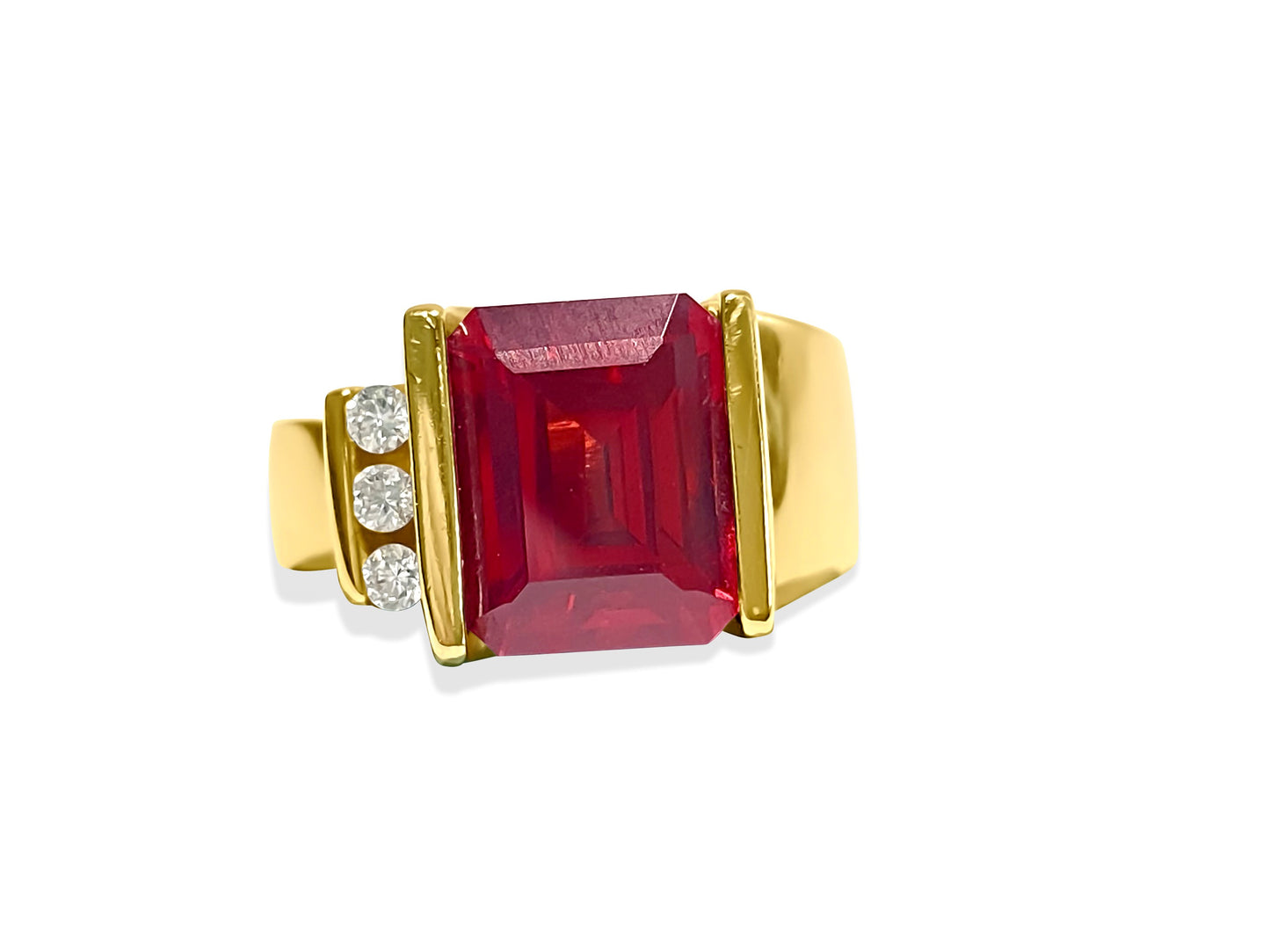 14K Yellow Gold AAA 5.00 Carat Natural Garnet & Diamond Ladies Ring - Prince The Jeweler 14k-gold-aaa-natural-garnet-diamond-ladies-ring, Rings