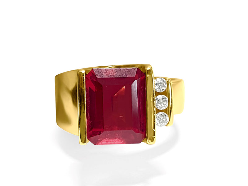 14K Yellow Gold AAA 5.00 Carat Natural Garnet & Diamond Ladies Ring - Prince The Jeweler 14k-gold-aaa-natural-garnet-diamond-ladies-ring, Rings