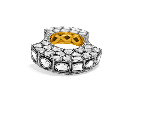 4.70ct Rose Cut Diamond Pave. 14K gold Ring - Prince The Jeweler 4-70ct-rose-cut-diamond-pave-14k-gold-ring, Rings