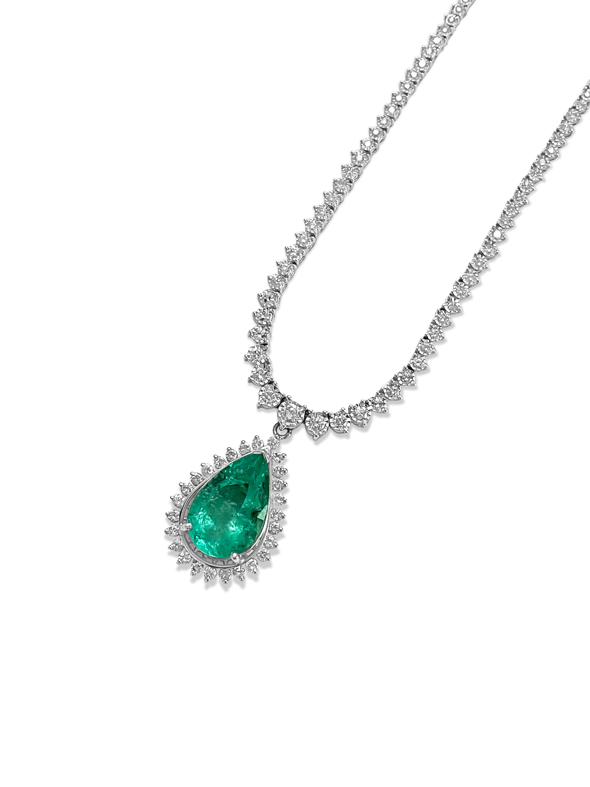 14K Gold, 12ct 100% Natural Colombian Emerald Necklace - Prince The Jeweler 14k-gold-12ct-100-natural-colombian-emerald-necklace, Necklaces & Pendants