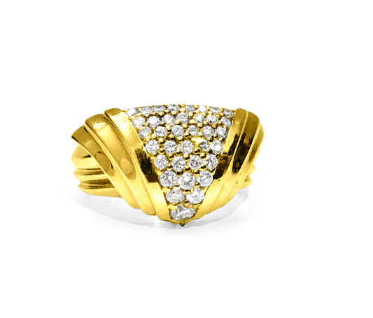 Art Deco 1.10 Carat Diamond Yellow Gold Ring - Prince The Jeweler 18k-yellow-gold-and-white-diamond-ring-15-40-grams, Rings