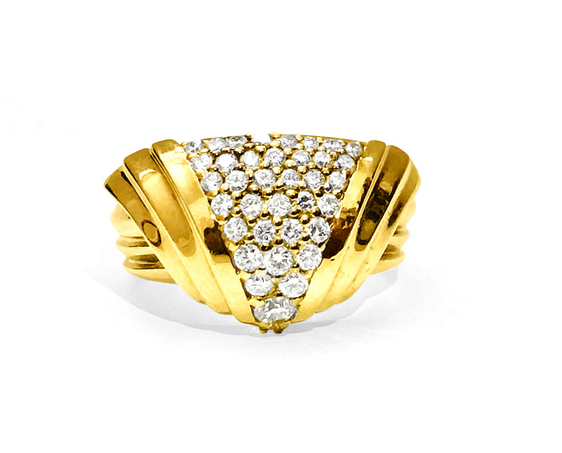 Art Deco 1.10 Carat Diamond Yellow Gold Ring - Prince The Jeweler 18k-yellow-gold-and-white-diamond-ring-15-40-grams, Rings