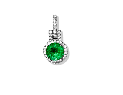 14K White Gold, 3.20 Carat Emerald & Diamond Pendant - Prince The Jeweler 14k-white-gold-3-20-carat-emerald-diamond-pendant, Necklaces & Pendants